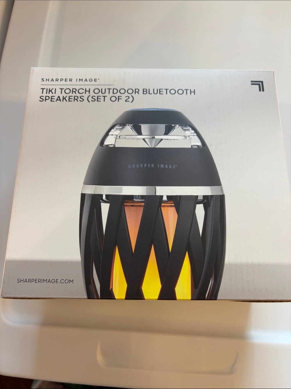 Sharper Image Black Bluetooth Tiki Torch Speakers with Amber Flame Effect bn